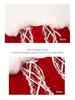 Velvet Patchwork Backless Christmas Princess Dress with Lace Cape Set