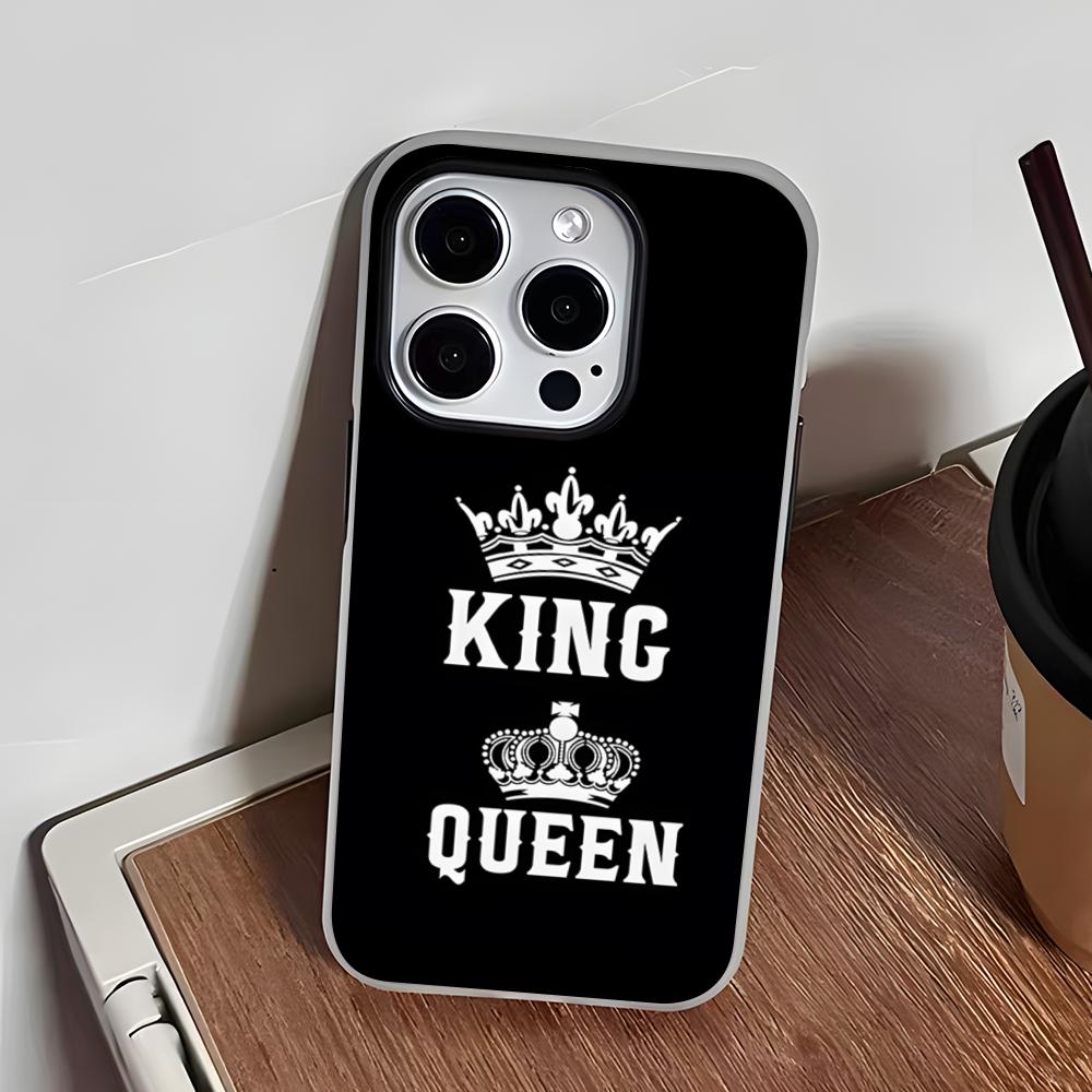 KING Queen Crown Letter Phone Case For IPhone 17 Air 16 E 15 14 Plus 13 12 11 Pro Max Jelly 2 In 1 Protective Case