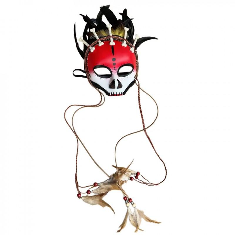 Skull Indian Feather Mask Venetian Half Carnival Halloween Cosplay