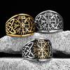 Viking Compass Celtic Knot Ring Stainless Steel Jewelry for Men Women Vintage Punk Fashion Accessories Gift