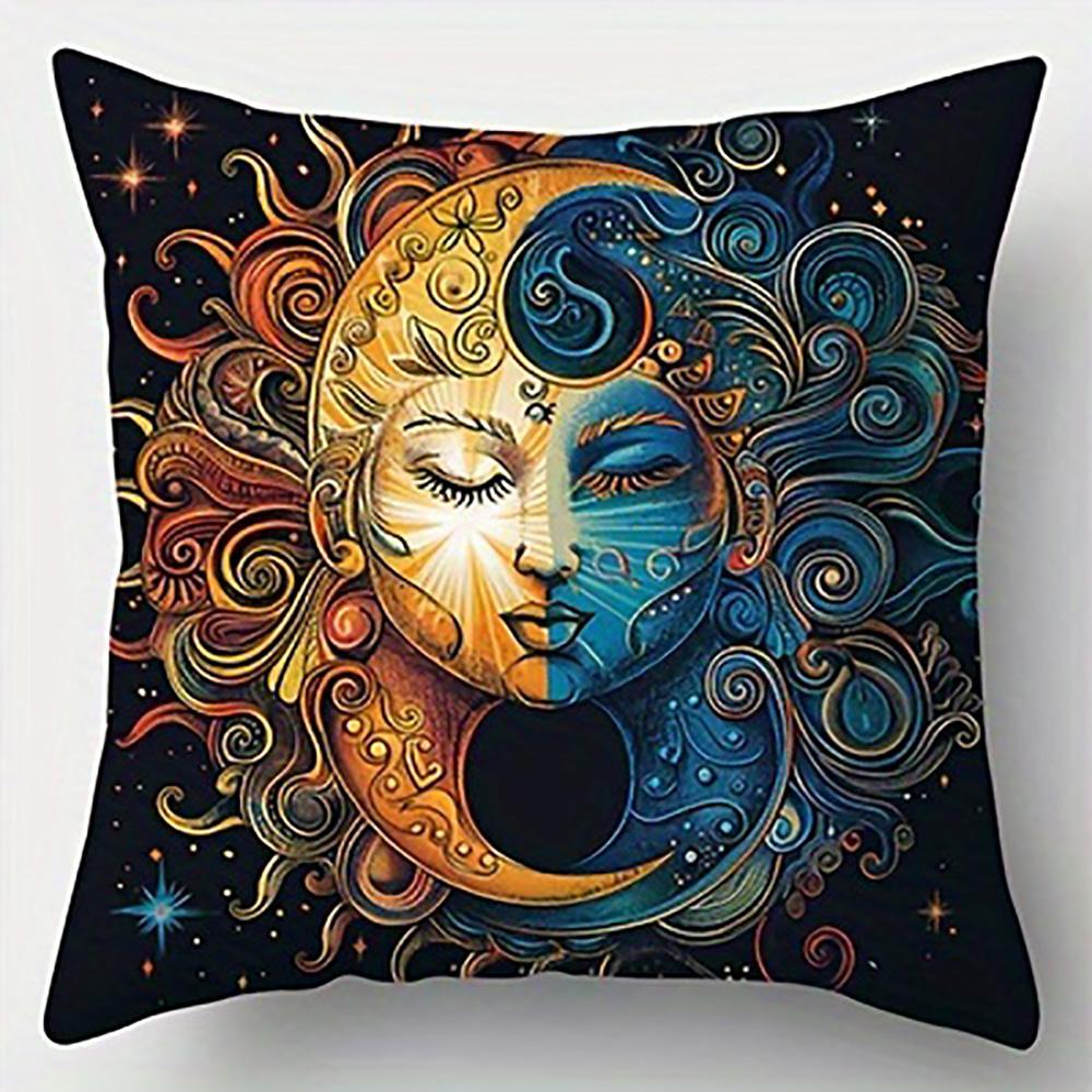 1/4Pcs Moon And Sun Themed Decorative Pillow Covers Sofa Cushion Cover Home Bedroom Room Decoration