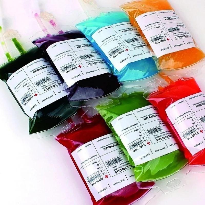5Pcs Reusable IV Blood Bags Halloween Party Haunted House Drink Container Decoration