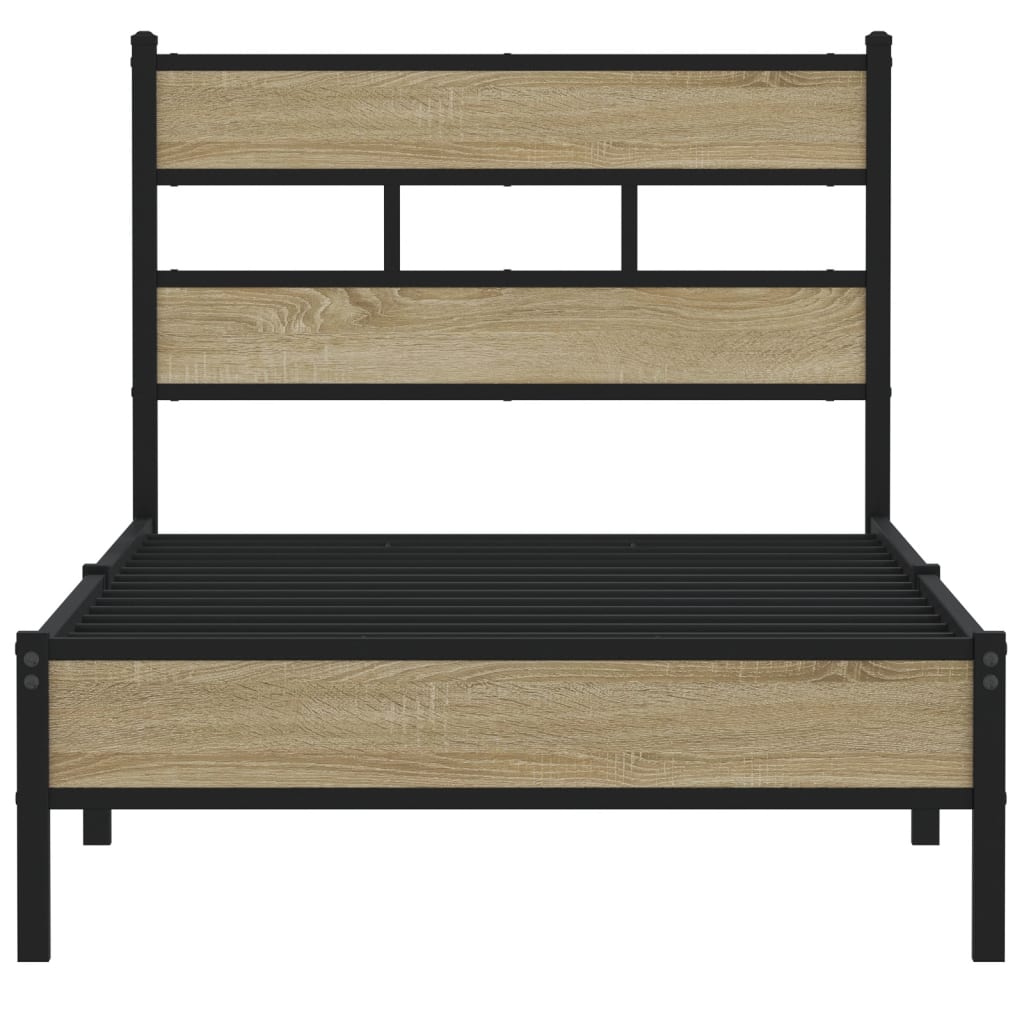 Bed Frame without Mattress Sonoma Oak Finish 90 x 200 cm Engineered Wood