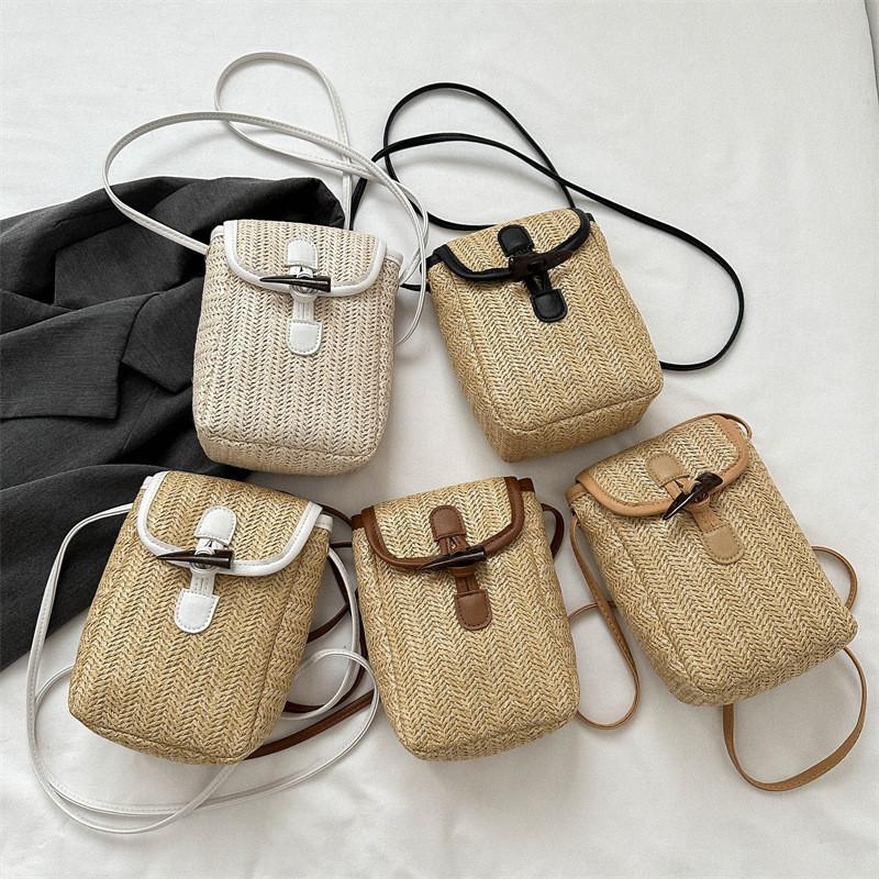 Stylish Women's Woven Crossbody Bag 2023 Trendy Mini Purse For Daily Use In White Black Khaki Brown