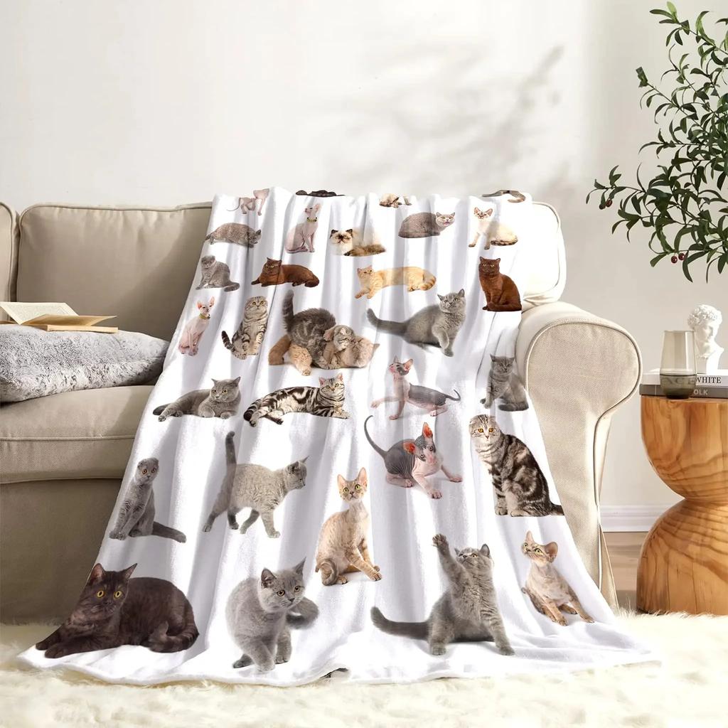 Cute Black Cat with Yellow Eyes Soft Throw Blanket All Season Warm Blankets Lightweight Fuzzy Flannel Throw Blanket for Bed Sofa
