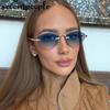 Small Frame Polygon Rimless Sunglasses Women  Luxury Brand Vintage Metal Hexagon Sun Glasses Classic Frameless Shades UV400