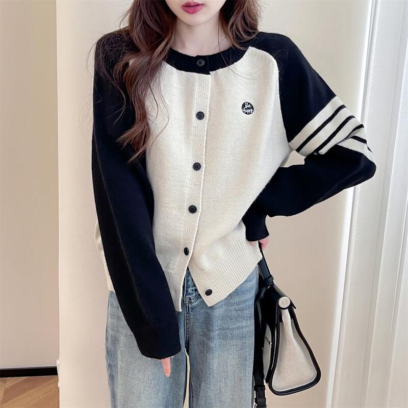 

TonLion Women s Embroidered Color-block Cardigan L