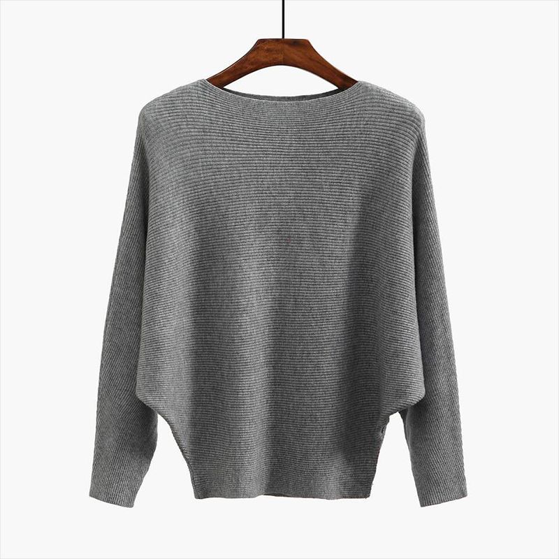 Loose Long Sleeve One-Line Collar Top Loose Long Sleeves off-Shoulder Top Female