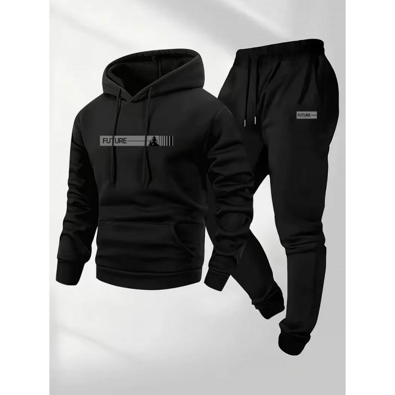 Completo felpa con cappuccio oversize da uomo Manica lunga Top Pantaloni Tuta casual invernale