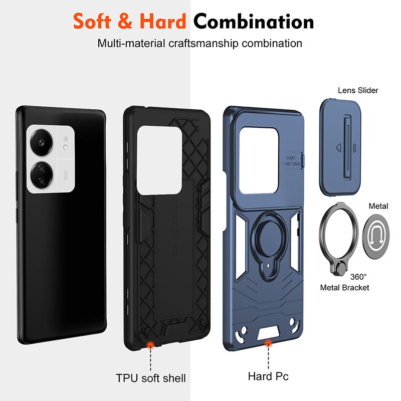For Redmi 13C Luxury New Armor Magnetic Shockproof Case For Redmi 13C Camera Lens Protective Phone Cover For Redmi 13C Cases