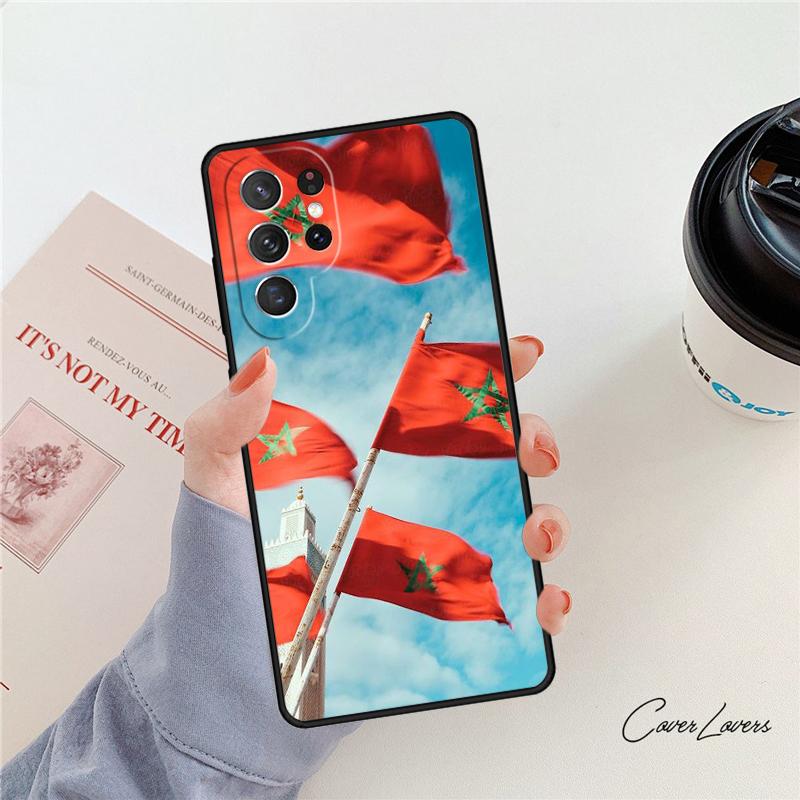 Morocco Flag Coat Of Arms Symbol phone case For Samsung Galaxy S24 S25 S23 S22 Ultra Note 10 20 Plus S20 S21 FE Cover