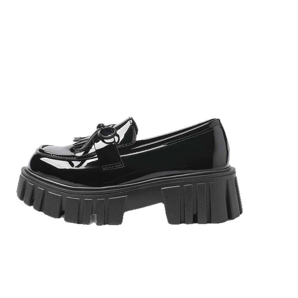 Women's Lace Up Thick Soled Simple Comfortable Leather Shoes Solid Color Thick Heel Retro Casual Women's Shoes