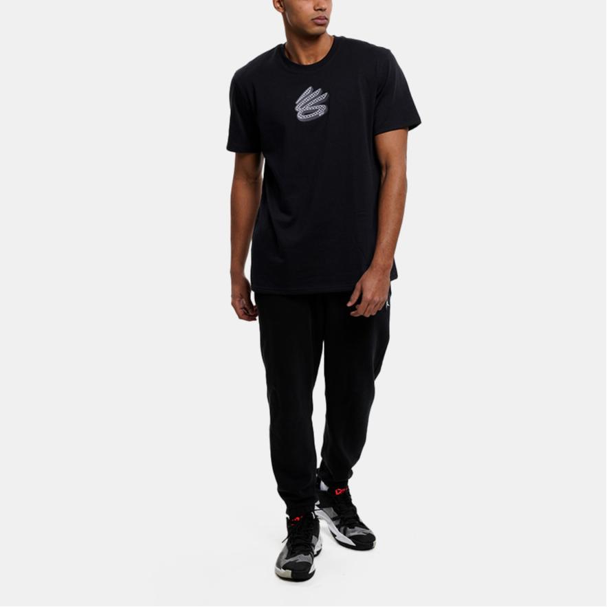 Under Armour American Retro Logo Print Crew Neck T-Shirt Men Tops Black 1376801-001