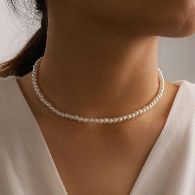 Fashion Simple Imitation Pearl Necklace For Women Girls Vintage Elegant Temperament Beaded Necklace Wedding Party Jewelry Gifts