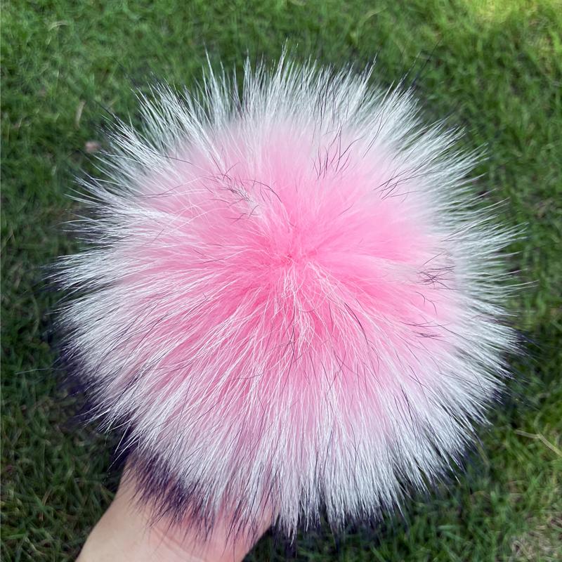 13 15 cm DIY Naturfarbe Echte Waschbärfell Pompons Für Taschen Gestrickte Mütze Hüte Echtes Fuchs Fell Pompon