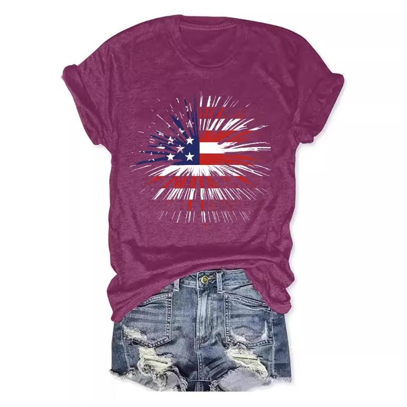 

Women s Printed Round-neck Short-sleeved Fashionable T-shirt S белый