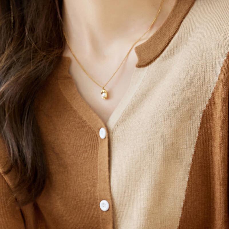 Srcr Women's Elegant Color-Block Short Knit Cardigan