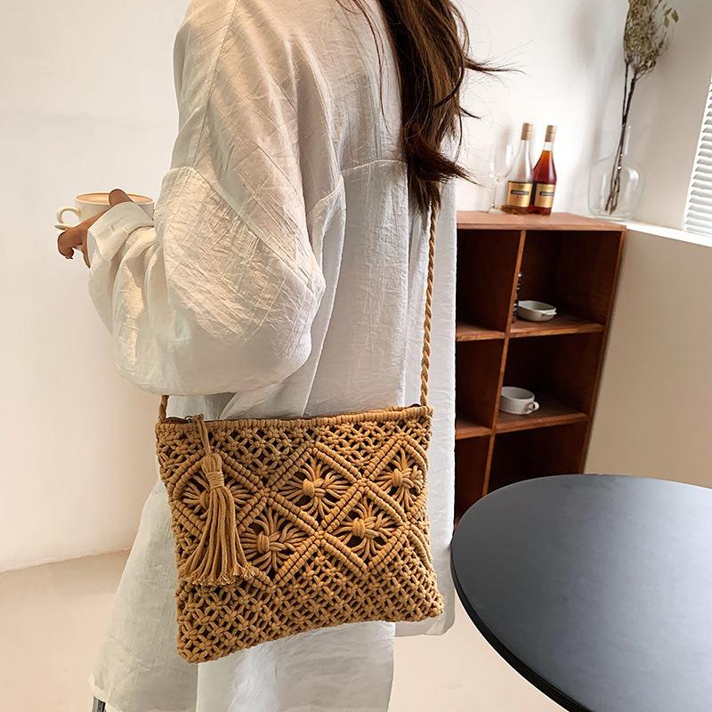 Bohemian Ethnic Bag Women's Fashion Woven Phone Bag Seaside Holiday Beach Crossbody Bag