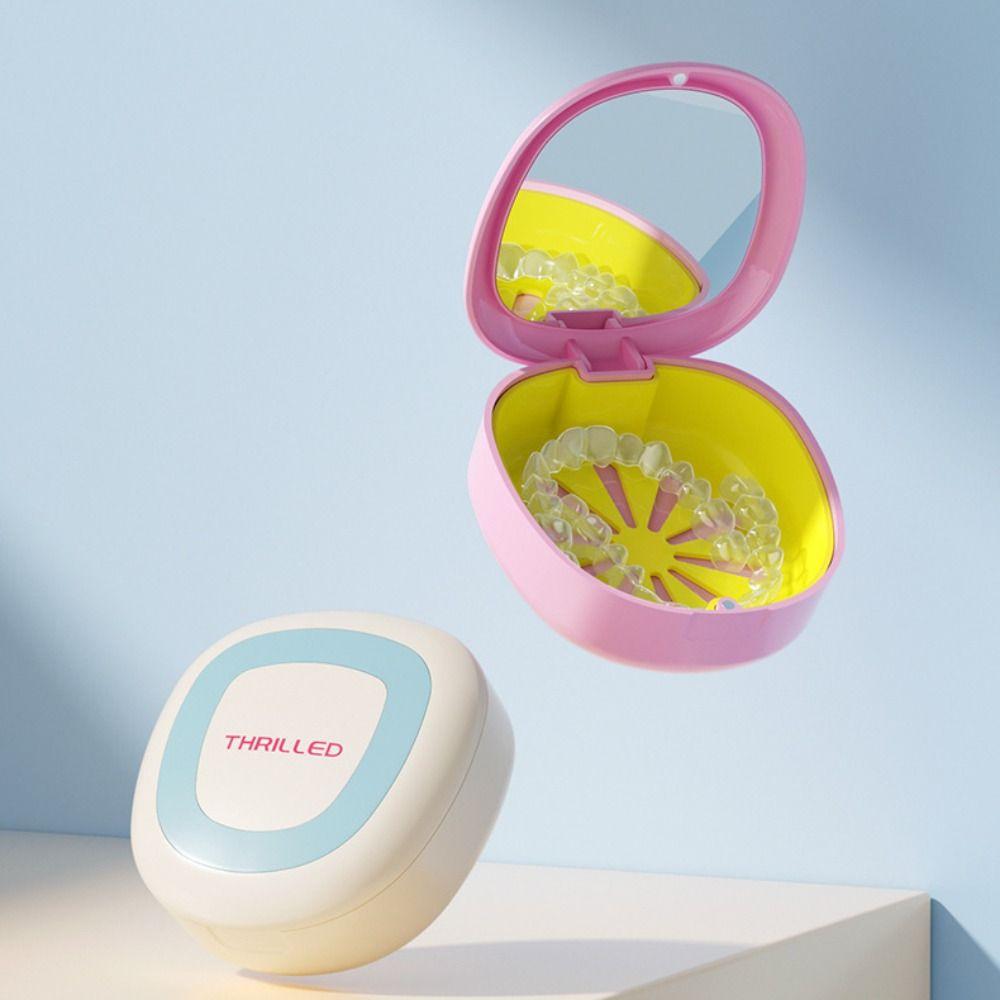 New With Mirror Braces Box Draining Cleaning Box Orthodontic Retainer Case Soak Box Mouthguard Case