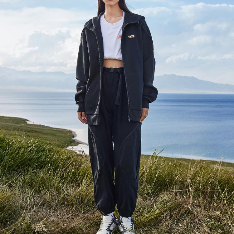 Anta FW22 Logo Print Zip-Up Hoodie Unisex Hoodie Grey 152238701-1