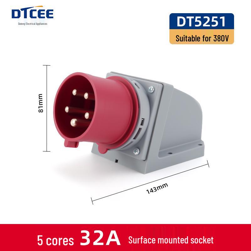 Waterproof 3-Phase 4-Pin 16A/32A IP44 Aviation Socket & Plug