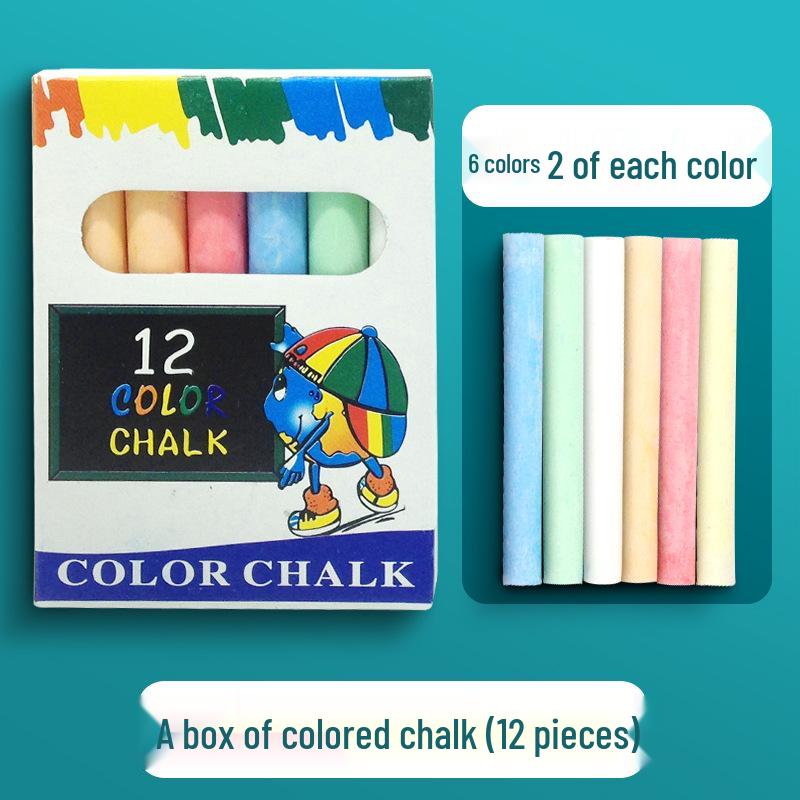 Magnetic Teacher Writing Tools: White & Colored Chalk for Black/Green Boards - 12 Pieces Office Teaching Supplies