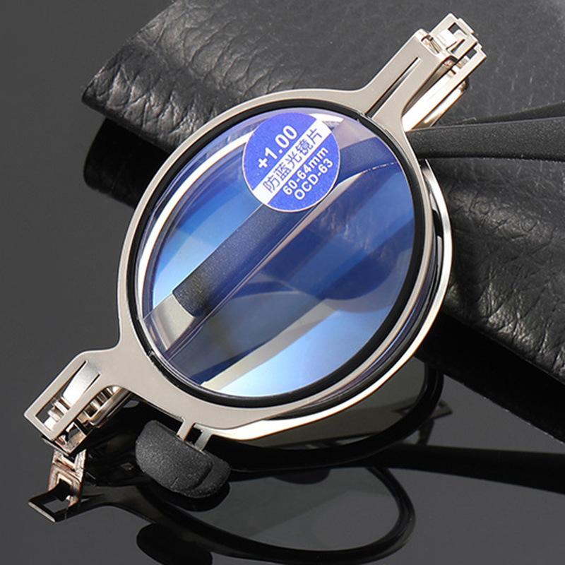 Anti-Blue Reading Glasses Spring Portable Steel Full Frame Reading Glasses Metal Round Frame Reading Glasses