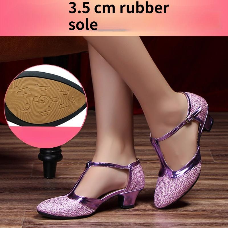 Women's Adult High-Heel Ballroom Dance Shoes with Soft Soles for Outdoor Use