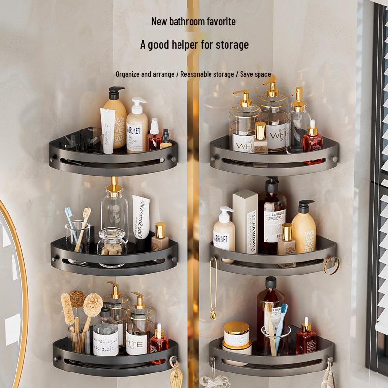 Premium Punch-Free Triangle Bathroom Shelf & Towel Rack