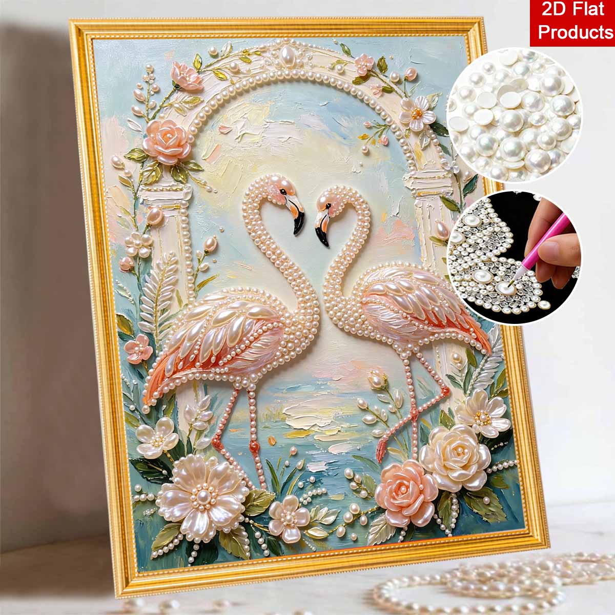 Flamingo pearl painting handmade DIY 5D creative ornaments living room home decoration painting 30x40