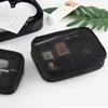 Black Women Makeup Bag Women Solid Color Zipper Cosmetic Bag Mesh Transparent Casual Travel Portable Mini Wash Storage Bags