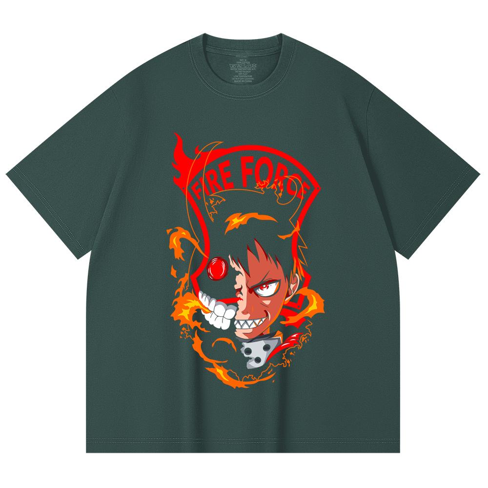 230 Gsm 100% Cotton Fire Force V1 Shinra Print Unisex Heavy Cotton T Shirt