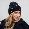 Solid Color Beanie Hat Rhinestone-embellished Skull Cap Fashionable Rhinestone-adorned Hat  Winter