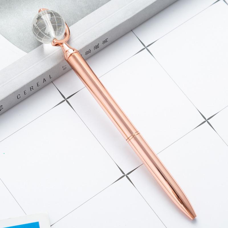 1 Piece Metal Stationery Luxury Spinning Globe Rose Gold Wedding Ballpoint Pen