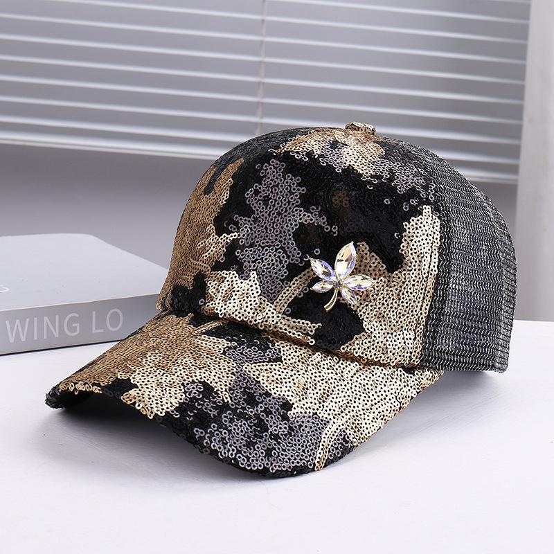 Fashion mesh sequins decoration simple niche light breathable baseball cap outdoor travel walking sunshade sunscreen cap