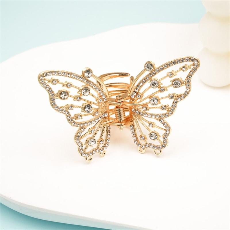 Elegant Butterfly Hair Claw Clip With Dazzling Rhinestones For Women Securely Hold Metal Hairpin Accessory
