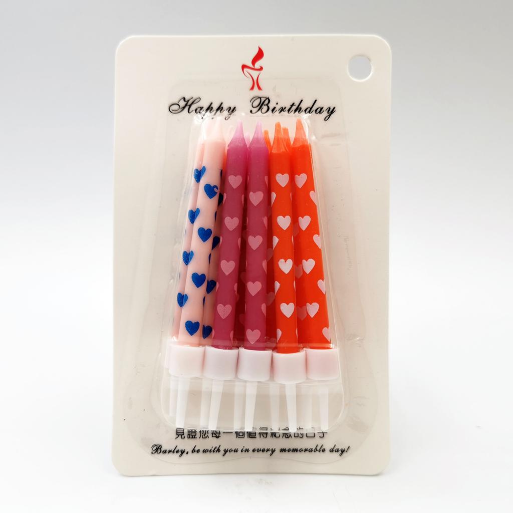 Children's Creative Colorful Cake Decoration Candles Baking Materials Printing Love Shape Pattern Confession Birthday Candles