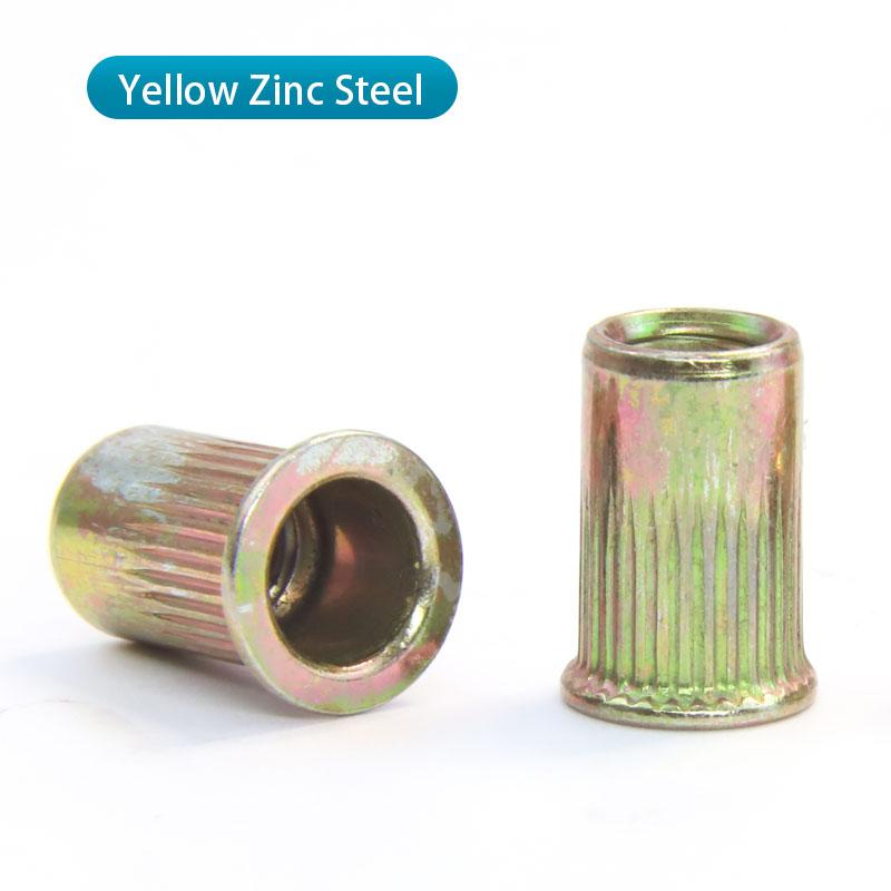 NINDEJIN Small Flat Head Blind Rivet Nut Carbon Steel 304 Stainless Steel M3 M4 M5 M6 M8 M10 M12 Rivnut Threaded Insert Nut