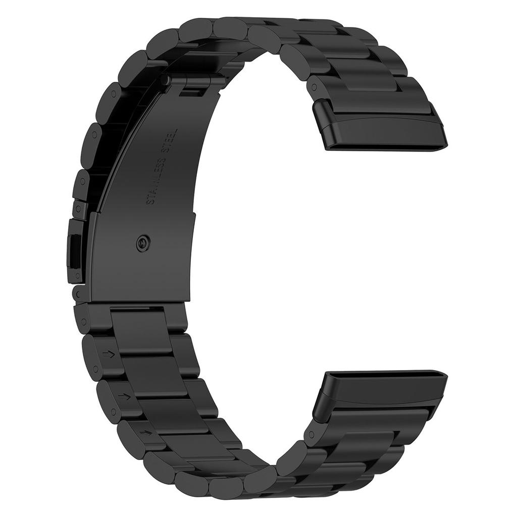 For Fitbit Versa 4/Sense 2 Three Beads Smart Watch Band Folding Buckle Metal Wrist Strap Replacement