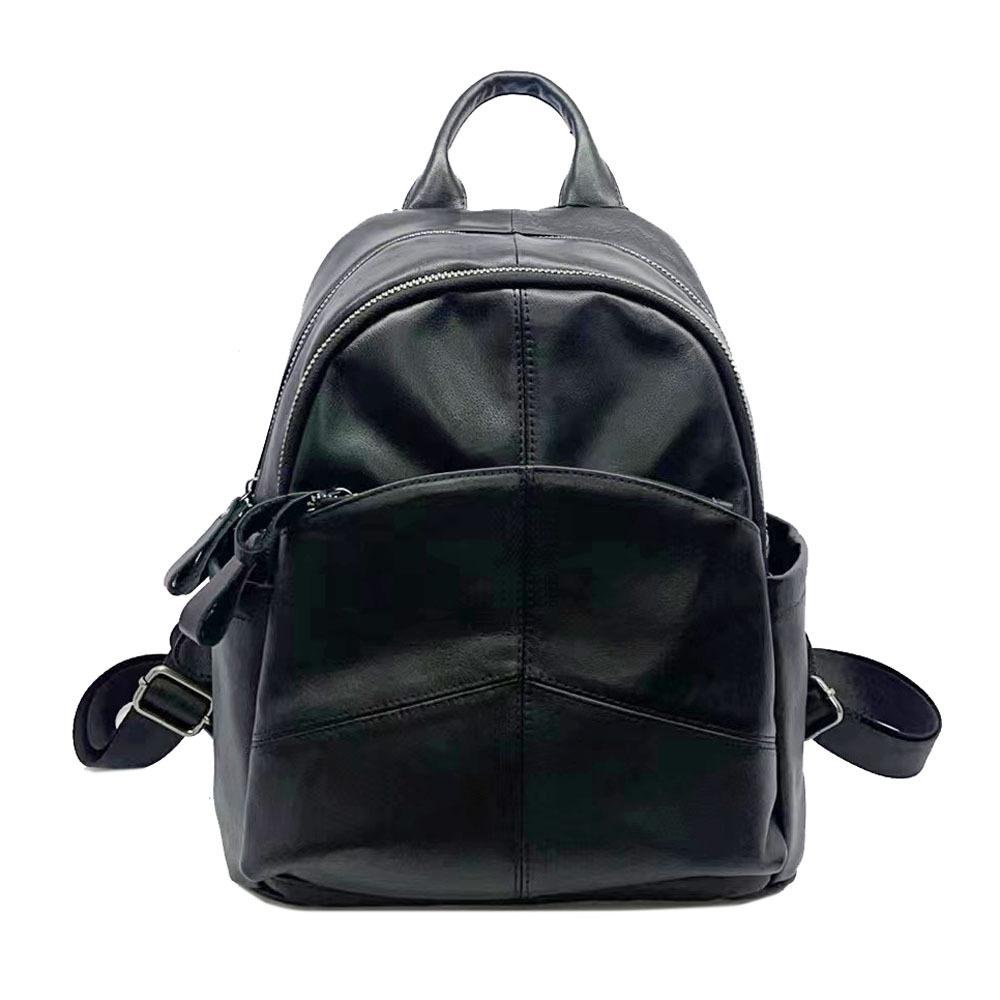 Leather Women'S Bag Leather Backpack Large Capacity School Bag College Style Backpack Retro Bag
