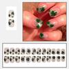24 Pcs Glittering Press On Nail Saint Patricks Day Stick on Nail Shamrocks Full Cover False Nail Manicures Supplies