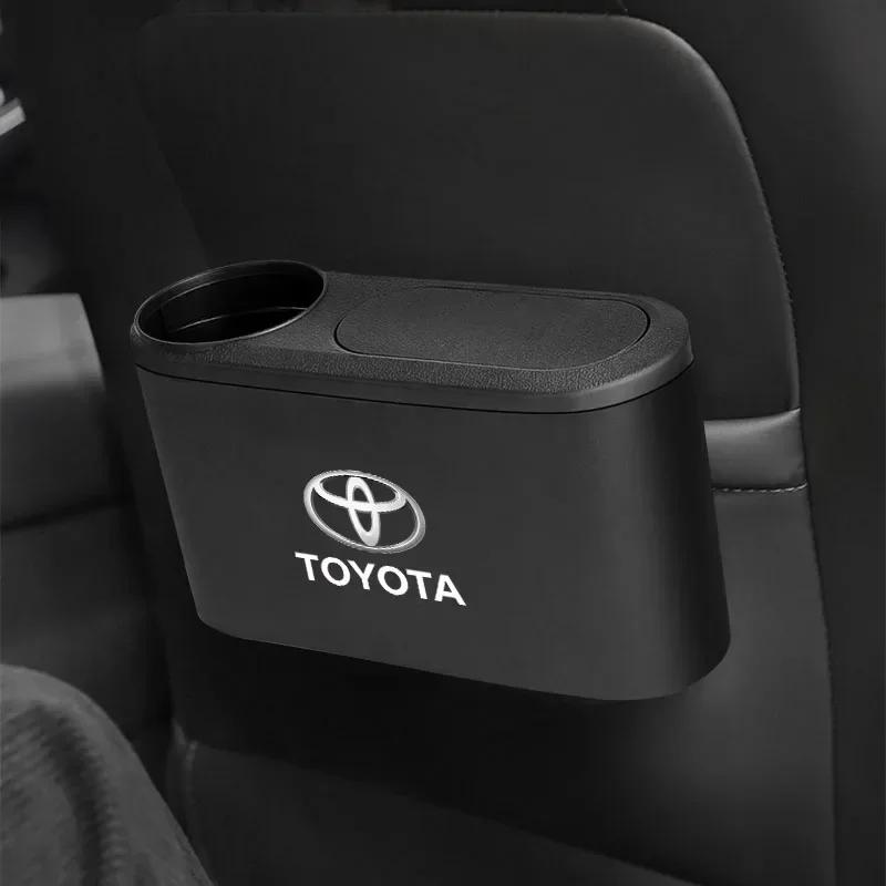 Can Auto Emblem Garbage Box Bin Storage Trash Car Accessories For Toyota Chr Corolla Yaris Rav4 E150 E120 Land Cruiser 200