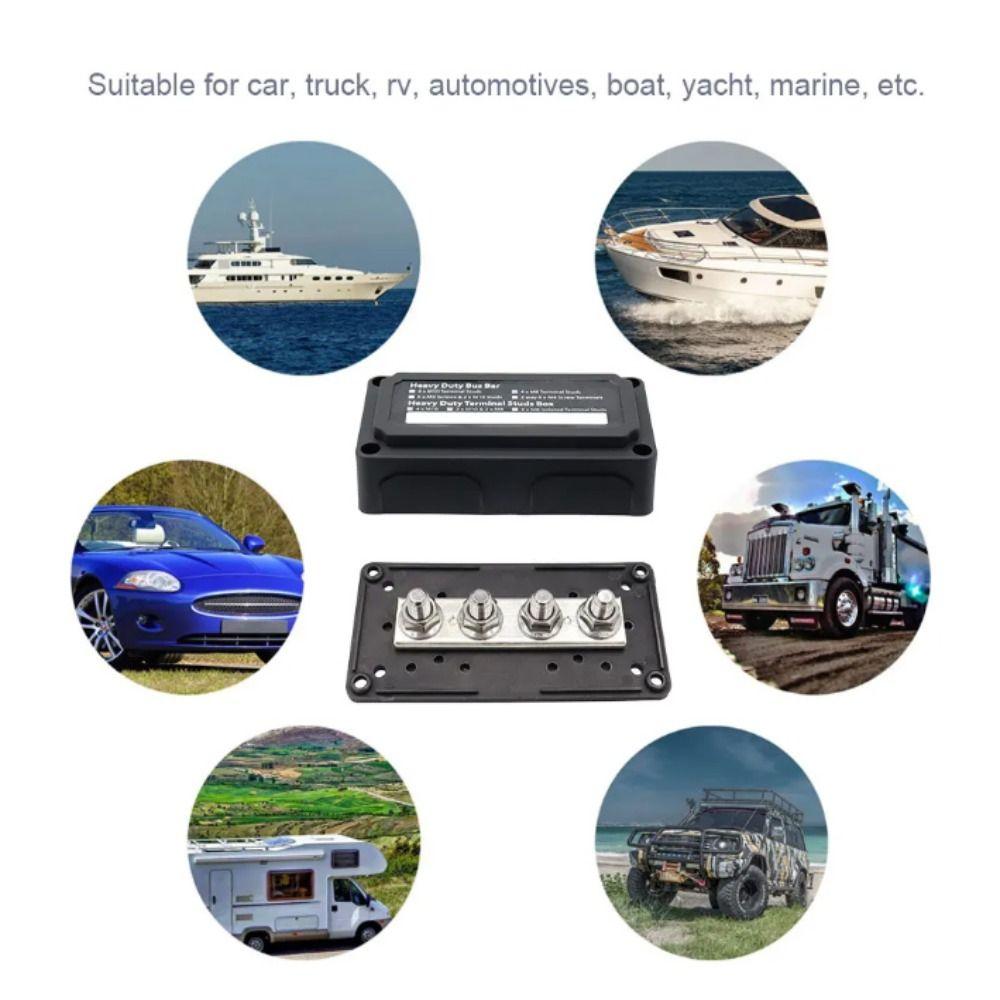 Heavy-Duty Modular Design DC 48v Distribution Block 4 Terminal Studs Power Distribution Block  RV