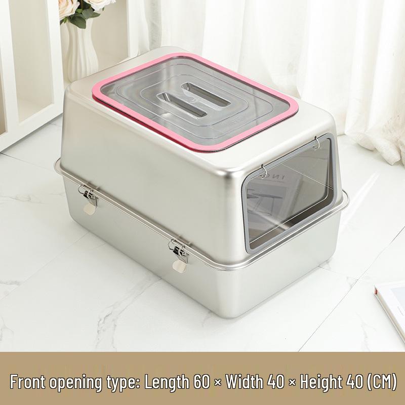 All-Steel Enclosed Stainless Cat Litter Box, Odor & Splash Proof, Extra Large