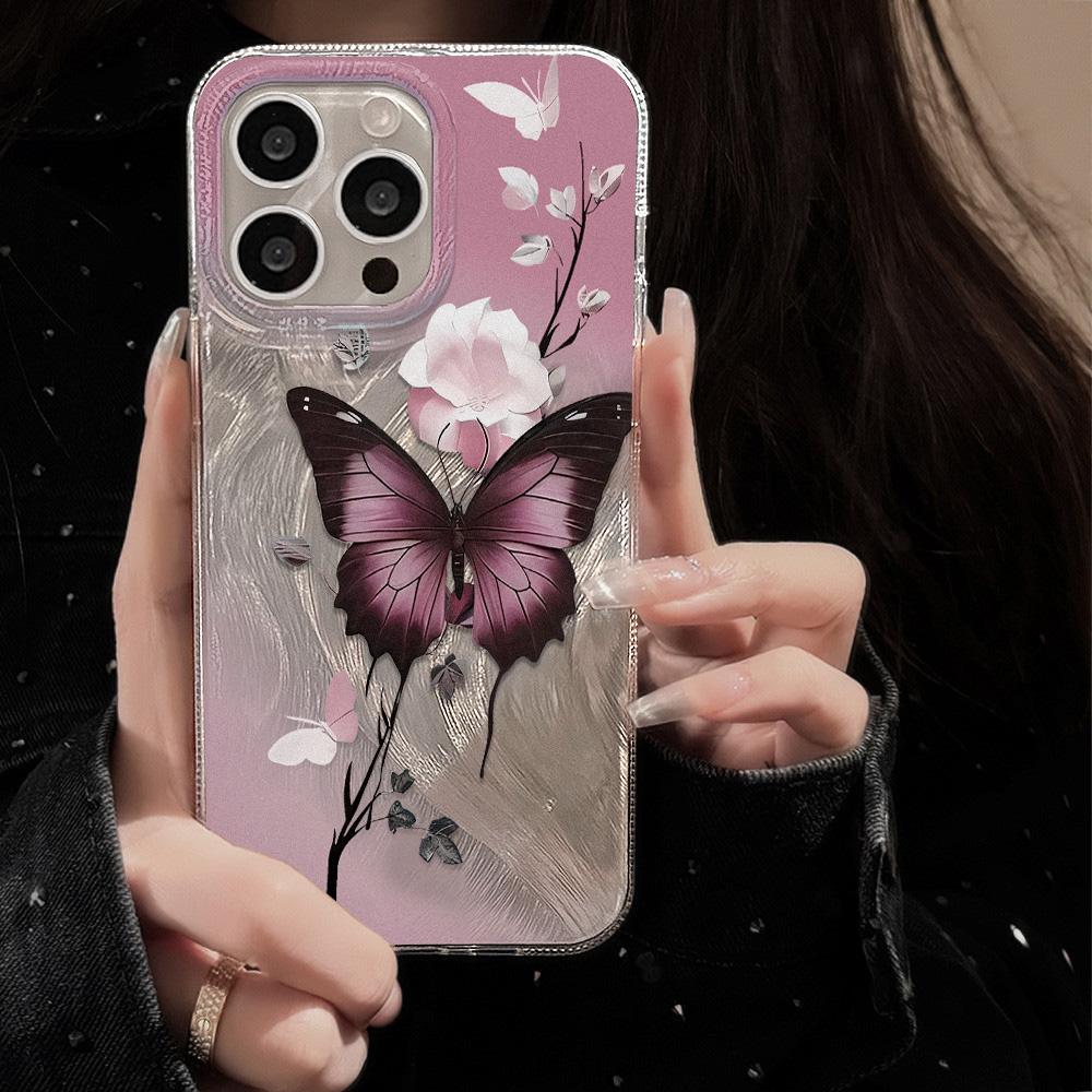 Feather Luster Phone Case for Samsung A53 A14 A33 A12 A32 S24 S23 Plus S20 S21 FE for iPhone 17 15 16 13 Pro 17 16 Pro Max Butterfly Bow Phone Case