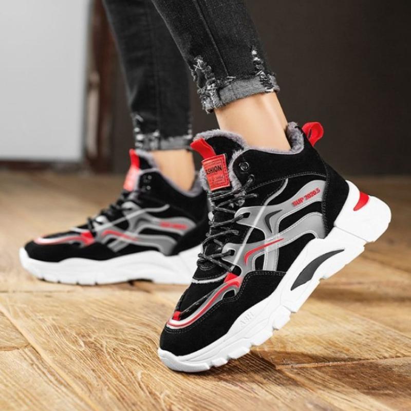 Youth Students Men's Winter New Arrival High Top Warm Snow Boots Thickened Fleece Lined Cotton Sports Shoes All Match Durable