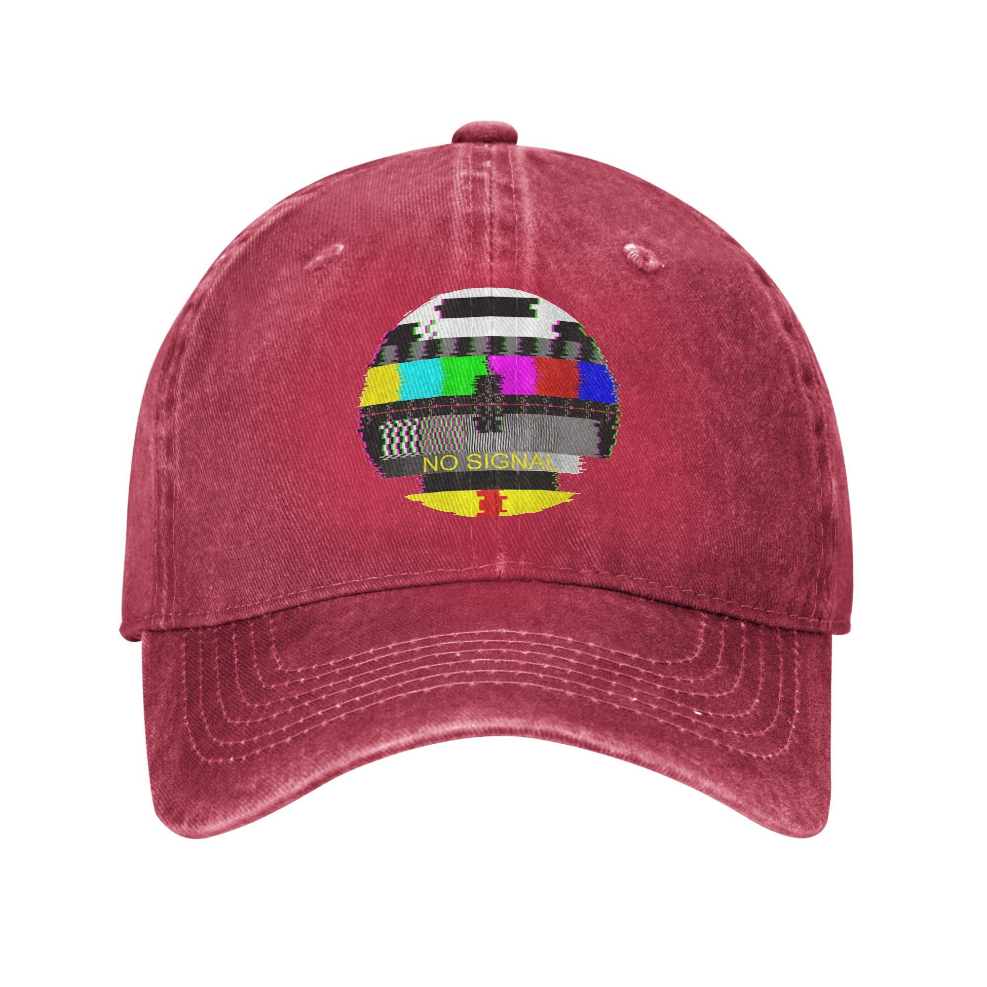 Retro TV Test Card Glitched No Signal Unstructured Baseball Cap Distressed Denim Retro Sun Cap All Seasons Travel Adjustable Hat Adjustable