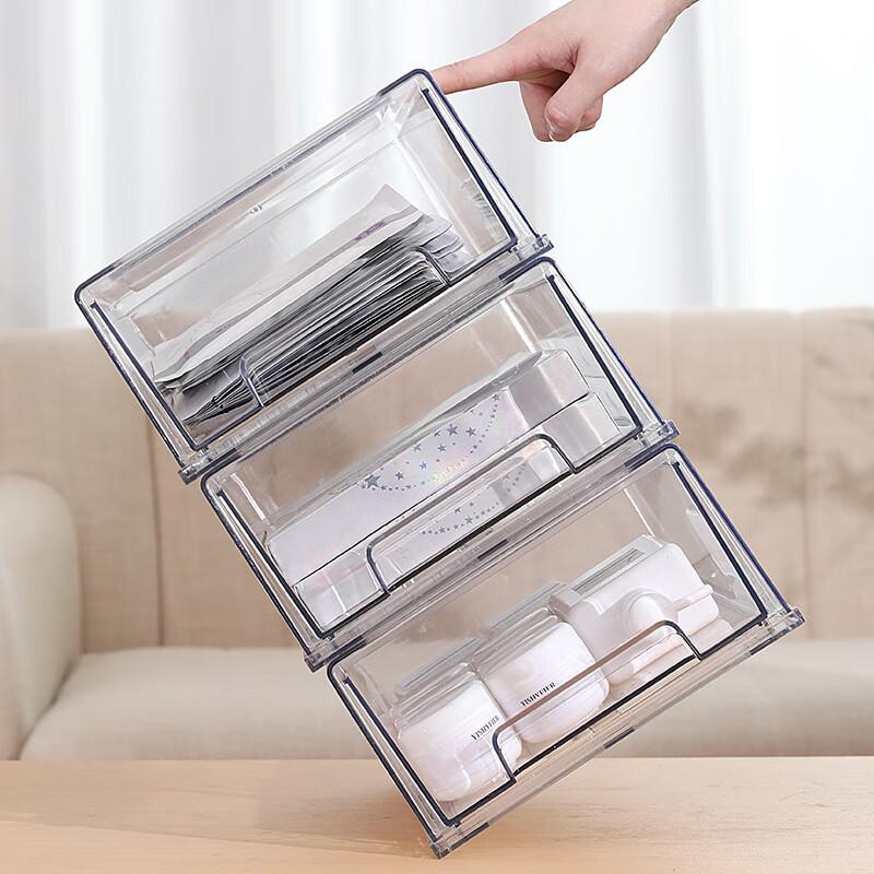 Miflame Transparent Stackable Desktop Storage Drawer