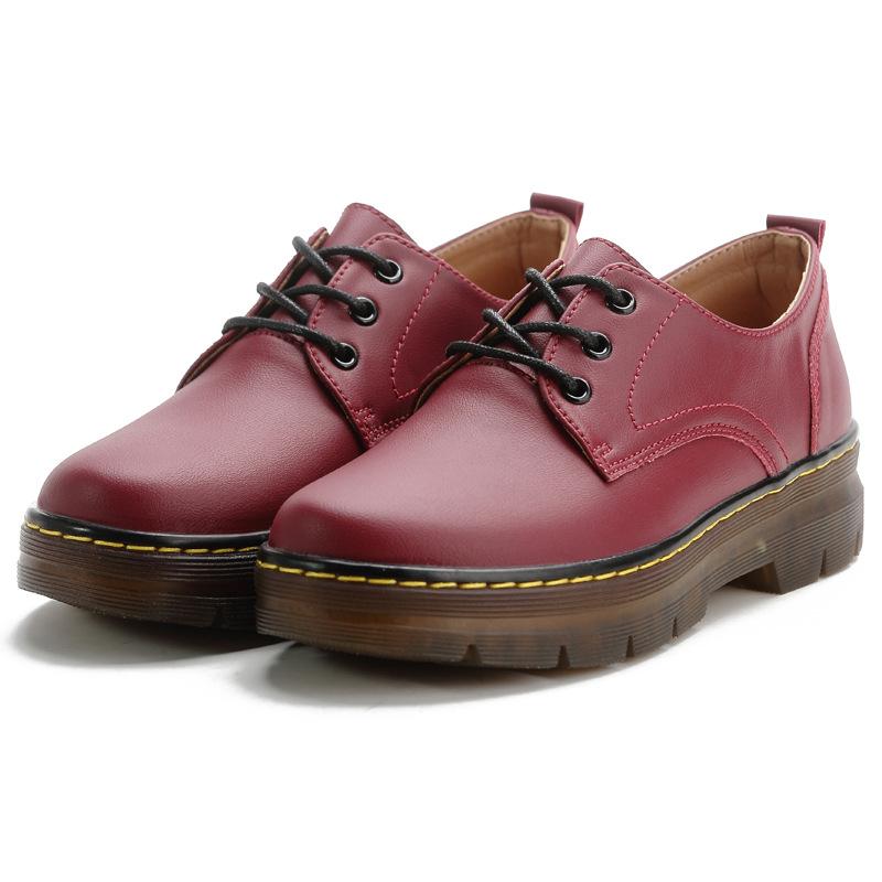 Ретро повседневный британский стиль весна и осень бычья жила черный новый удобный для поездок на работу мама толстая подошва 35