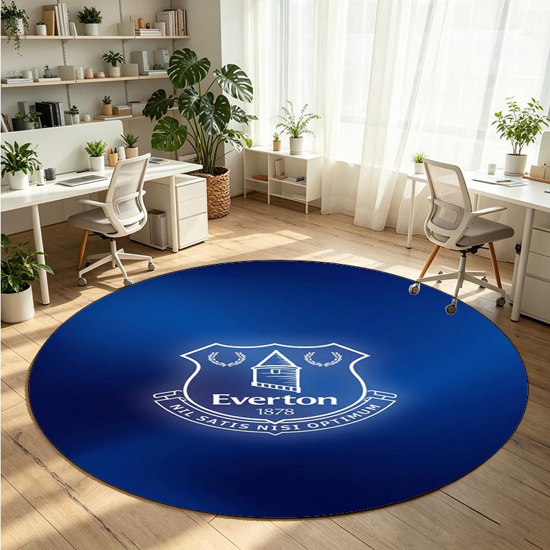 Everton Football Printed Round Crystal Velvet Rug Soft Non Slip Floor Carpet For Bedroom Holiday Gift